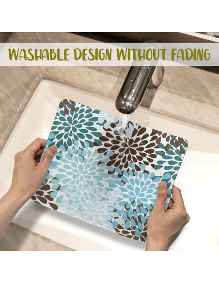 Alfombrilla de Ratón Ghatobty Floral Negra Azul 24.1x20.3 cm