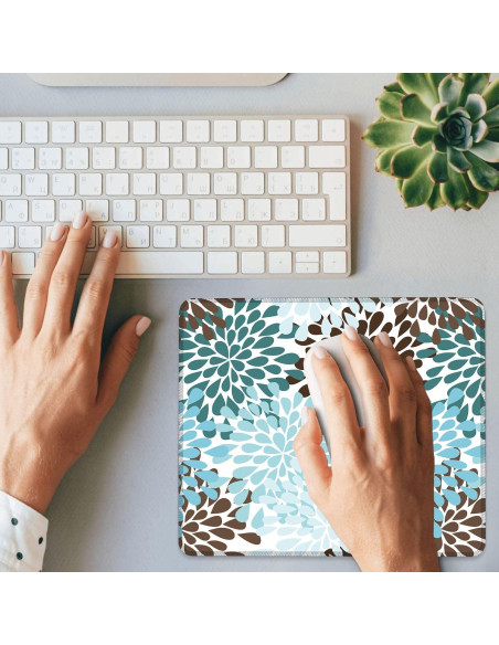 Alfombrilla de Ratón Ghatobty Floral Negra Azul 24.1x20.3 cm