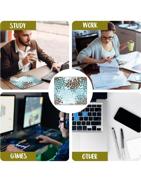 Alfombrilla de Ratón Ghatobty Floral Negra Azul 24.1x20.3 cm