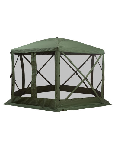 Carpa Plegable Gazebo Outsunny Hexagonal 3.66m Verde