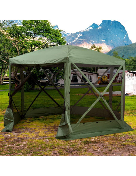 Carpa Plegable Gazebo Outsunny Hexagonal 3.66m Verde