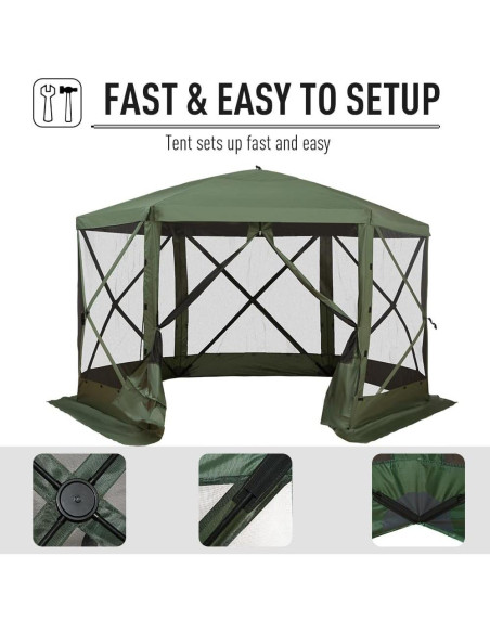 Carpa Plegable Gazebo Outsunny Hexagonal 3.66m Verde