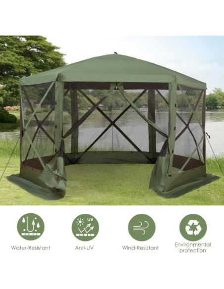 Carpa Plegable Gazebo Outsunny Hexagonal 3.66m Verde