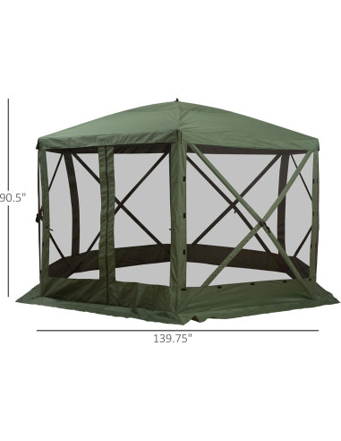 Carpa Plegable Gazebo Outsunny Hexagonal 3.66m Verde