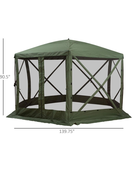 Carpa Plegable Gazebo Outsunny Hexagonal 3.66m Verde