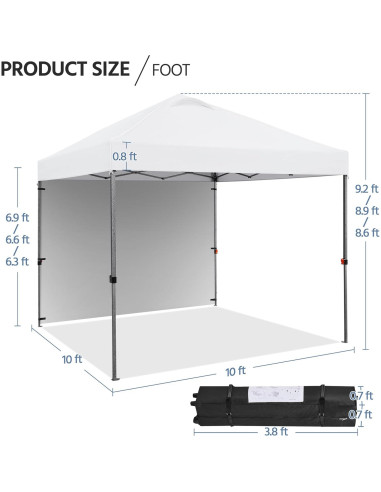Carpa Plegable 3x3m Yaheetech con Pared Lateral y Accesorios