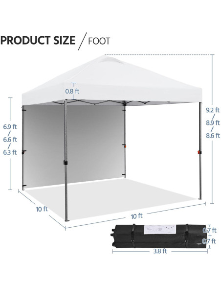 Carpa Plegable 3x3m Yaheetech con Pared Lateral y Accesorios