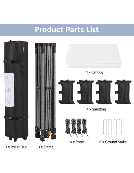 Carpa Plegable 3x3m Yaheetech con Pared Lateral y Accesorios