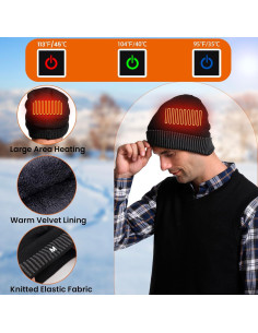 Conjunto calefactable USB Gorro Bufanda Guantes Negro 2