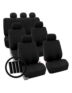 Fundas de Asiento de Coche FH Group 7 Asientos Rayas Negras