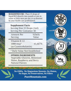 Gotas líquidas de B12 Pure Mountain Botanicals 1000 mcg 2