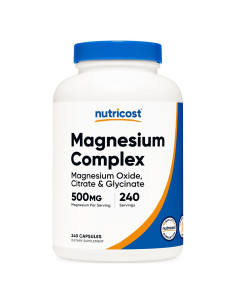 Complejo de Magnesio Nutricost 500mg - 240 Cápsulas Sin Gluten