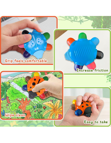 Crayones Beetle HengNexus para Niños 1-3 Años, Set 2 Piezas