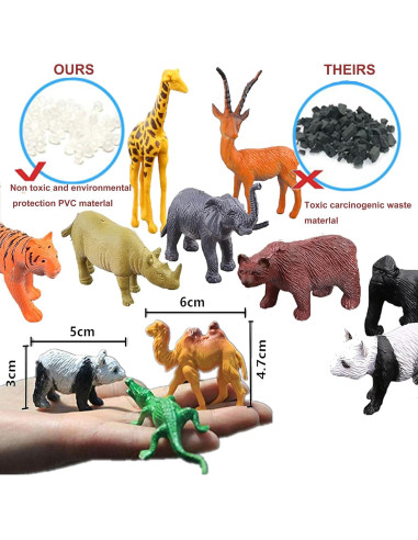 BAIVYLE 53 Figuras de Animales Safari Plástico Educativas 5.6 cm