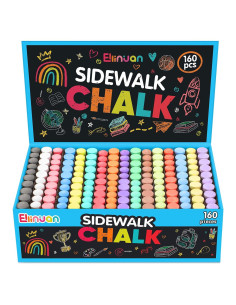 Set de 160 Tizas de Acera Jumbo Ellinjan, 16 Colores No Tóxicas