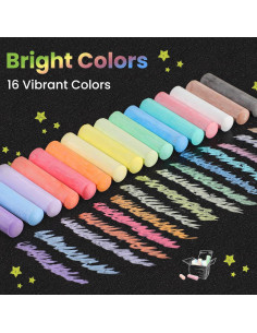 Set de 160 Tizas de Acera Jumbo Ellinjan, 16 Colores No Tóxicas 2
