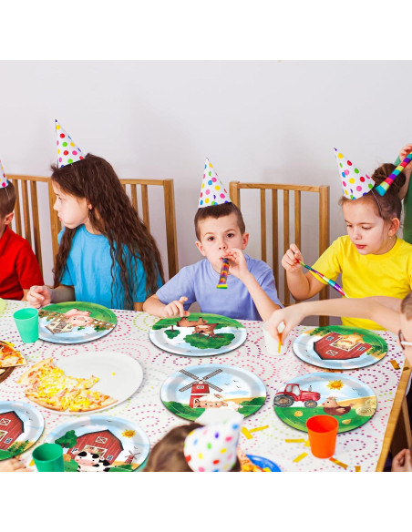 60 Platos de Papel Animales de Granja Justforjoyful 17.8 cm