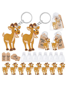 CiciBear 60 Piezas Decoraciones Fiesta Cabra - Llaveros, Etiquetas y Bolsas