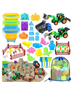 Juego de Playa FHOZGECY 45 Piezas con Cubos Plegables y Vehículos