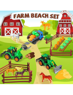 Juego de Playa FHOZGECY 45 Piezas con Cubos Plegables y Vehículos 2