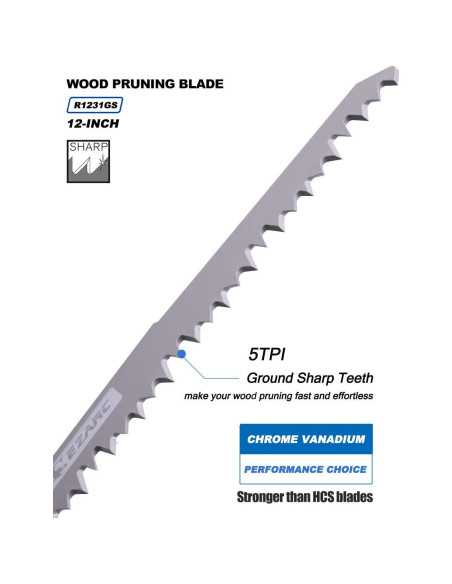 Hoja de sierra recíproca para poda EZARC 30.48 cm 6TPI + 3 hojas oscilantes