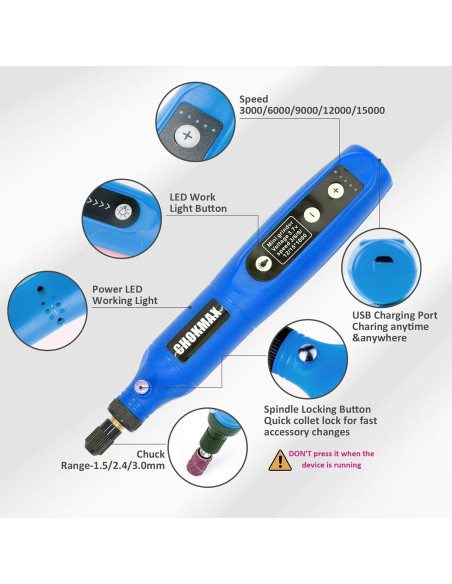Mini Amoladora Inalámbrica CHOKMAX 3.7V 42 Accesorios LED