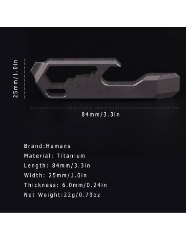 Multiherramienta EDC Hamans de Titanio 84mm Llave Abridor