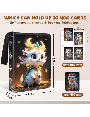 Carpeta Tenmorn para Cartas TCG 400 Bolsillos Negra