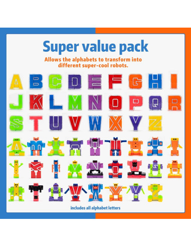 26 Piezas Robots del Alfabeto Alphabots para Niños 3-5 Años