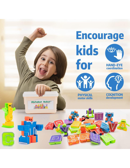 26 Piezas Robots del Alfabeto Alphabots para Niños 3-5 Años