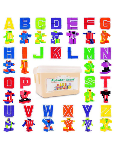 26 Piezas Robots del Alfabeto Alphabots para Niños 3-5 Años