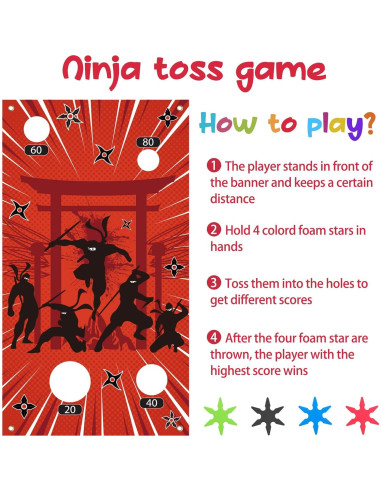 Juego de Lanzamiento Ninja TEASIK con 12 Estrellas de Espuma