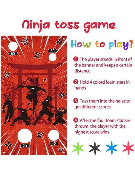 Juego de Lanzamiento Ninja TEASIK con 12 Estrellas de Espuma