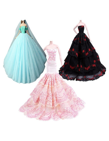 Conjunto de 3 Vestidos Vintage para Muñeca 29cm Lance Home