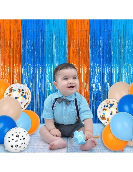 Cortinas de Flecos de Foil ROVOCLO Azul y Naranja 1.0x2.0m