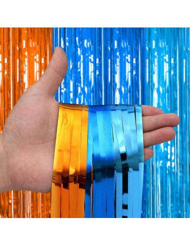 Cortinas de Flecos de Foil ROVOCLO Azul y Naranja 1.0x2.0m