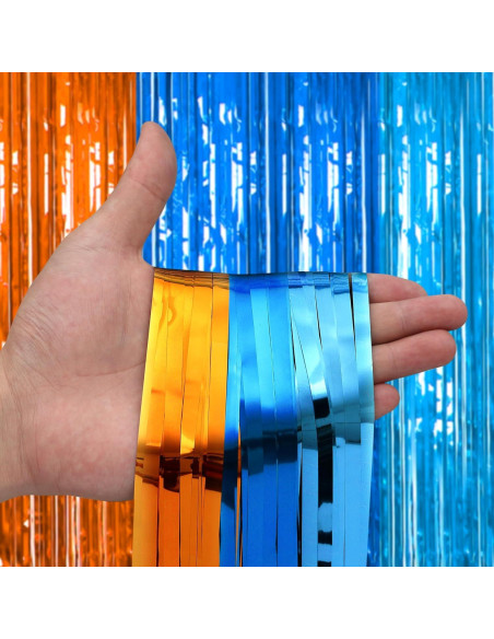 Cortinas de Flecos de Foil ROVOCLO Azul y Naranja 1.0x2.0m