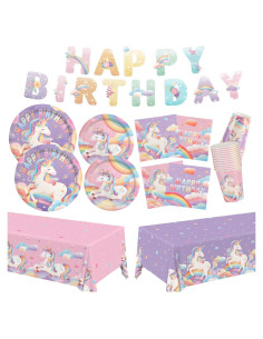 Kit de Fiesta de Cumpleaños Unicornio Gatherfun para 24 Invitados