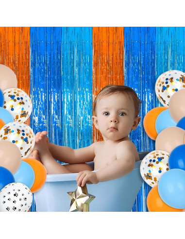 Cortinas de Flecos de Foil ROVOCLO Azul y Naranja 1.0x2.0m