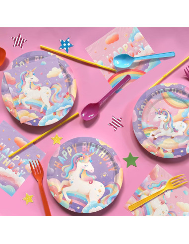 Kit de Fiesta de Cumpleaños Unicornio Gatherfun para 24 Invitados