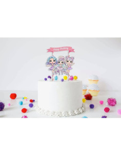 Adorno de pastel de muñecas PC 20x17 cm para cumpleaños 2