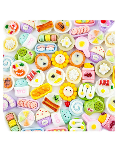 50 Piezas Mini Comida de Resina para Muñecas y Jardines