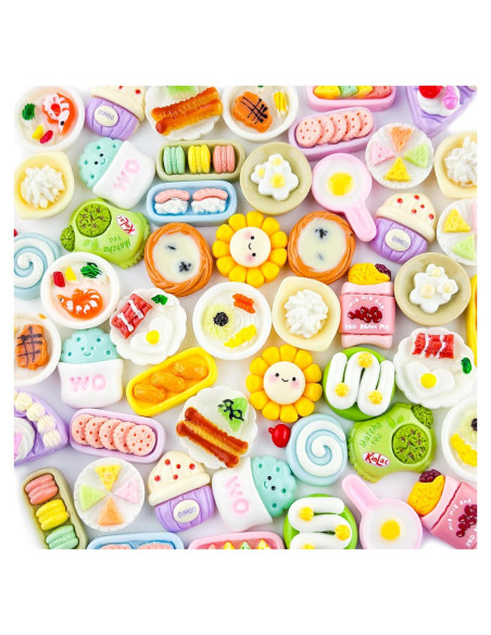 50 Piezas Mini Comida de Resina para Muñecas y Jardines