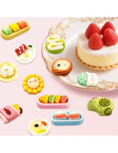 50 Piezas Mini Comida de Resina para Muñecas y Jardines