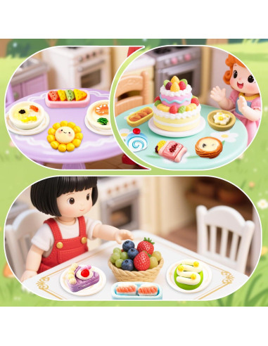 50 Piezas Mini Comida de Resina para Muñecas y Jardines