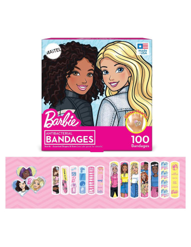 Curitas Antibacteriales Barbie 100 Unidades para Niños