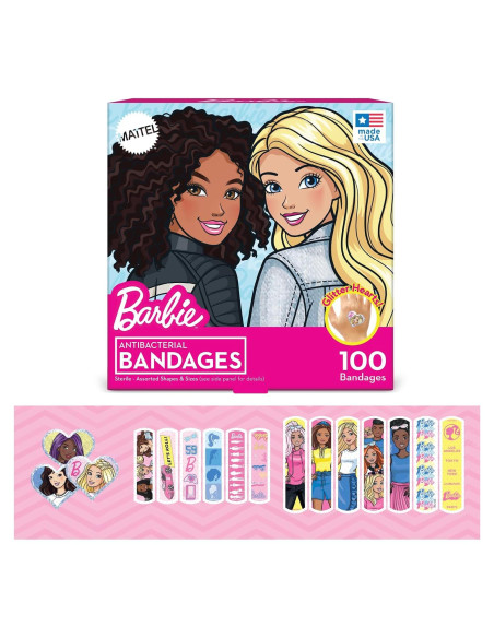 Curitas Antibacteriales Barbie 100 Unidades para Niños