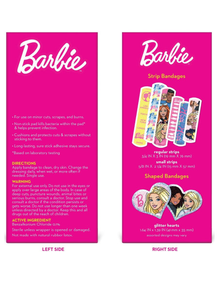 Curitas Antibacteriales Barbie 100 Unidades para Niños