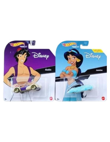 Colección de Autos Disney Hot Wheels Aladino y Jasmine - 2 Piezas