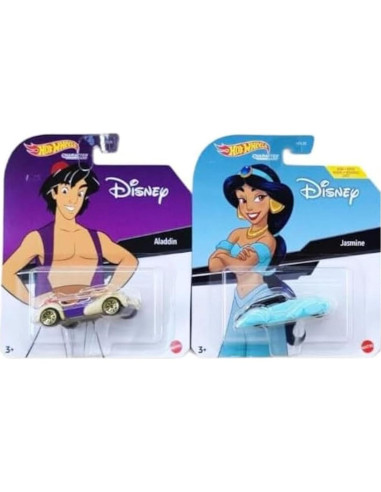 Colección de Autos Disney Hot Wheels Aladino y Jasmine - 2 Piezas